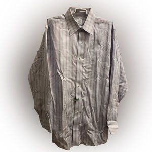 😎 Men’s Brooks Brothers grey striped 100% cotton no-iron 16/34 long sleev…